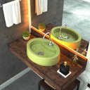 Ver imagem 2 de Cuba Pia de Apoio para Banheiro Oval Ox 43 C08 Verde Acqua - Mpozenato