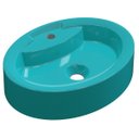Ver imagem 1 de Cuba Pia de Apoio para Banheiro Oval Ox 43 C08 Azul Turquesa - Mpozenato