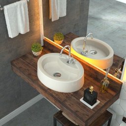 Cuba Pia de Apoio para Banheiro Oval Ox 43 C08 Bege - Mpozenato - 2