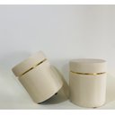 Ver imagem 1 de Kit 2 Puff Veludo Cinta Dourada:palha