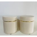 Ver imagem 2 de Kit 2 Puff Veludo Cinta Dourada:palha