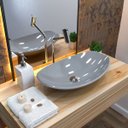 Ver imagem 2 de Cuba Pia de Apoio para Banheiro Canoa Luxo 45 C08 Cinza - Mpozenato