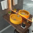 Ver imagem 2 de Cuba Pia de Apoio para Banheiro Oval Ox 43 C08 Amarelo - Mpozenato