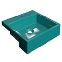Ver imagem 1 de Cuba Pia Semi Encaixe para Banheiro Quadrada Kuad 355 C08 Azul Turquesa - Mpozenato
