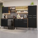 Ver imagem 1 de Armário de Cozinha Completa 293cm Rustic/preto Emilly Madesa 03