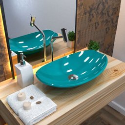 Cuba Pia de Apoio para Banheiro Canoa Luxo 45 C08 Azul Turquesa - Mpozenato - 2