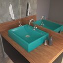 Ver imagem 2 de Cuba Pia de Apoio para Banheiro Retangular RT49 C08 Azul Turquesa - Mpozenato