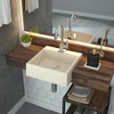 Ver imagem 2 de Cuba Pia Semi Encaixe para Banheiro Quadrada Kuad 355 C08 Bege - Mpozenato