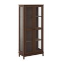 Ver imagem 2 de Cristaleira de Vidro 2 Portas Madeira Maciça Marrom Elegante:café
