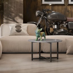 Mesa de Centro Redonda para Sala - Mod.3045 Cor:cinza - 2