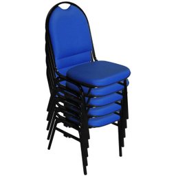 Kit 5 Cadeiras Hoteleira Auditório Hotel Empilhável Fixa Azul - Mpozenato - 2