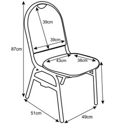 Kit 5 Cadeiras Hoteleira Auditório Hotel Empilhável Fixa Azul - Mpozenato - 3