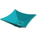 Ver imagem 1 de Cuba Pia de Apoio para Banheiro Quadrada Luxo 30 C08 Azul Turquesa - Mpozenato