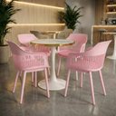 Ver imagem 2 de Conjunto Mesa de Jantar Redonda Majestic 70cm Branca com 4 Cadeiras Estofadas Marcela - Rosa