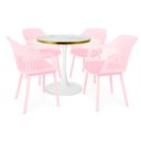 Ver imagem 1 de Conjunto Mesa de Jantar Redonda Majestic 70cm Branca com 4 Cadeiras Estofadas Marcela - Rosa