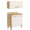 Ver imagem 1 de Kit Armario Aereo e Balcao 80cm 16978x16986 Freijo Off White Cristal Nicioli