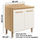Ver imagem 5 de Kit Armario Aereo e Balcao 80cm 16978x16986 Freijo Off White Cristal Nicioli