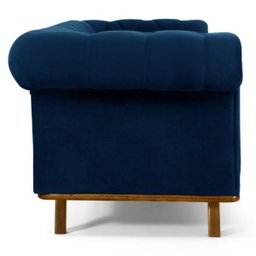 Sofá 3,00M 4 Lugares Base Madeira Império B-304 Veludo Azul Marinho - Domi - 5