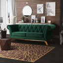 Ver imagem 2 de Sofá 3,00M 4 Lugares Base Madeira Império B-303 Veludo Verde Musgo - Domi