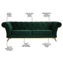 Ver imagem 3 de Sofá 3,00M 4 Lugares Base Madeira Império B-303 Veludo Verde Musgo - Domi