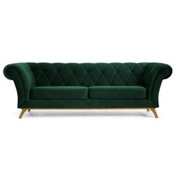 Sofá 3,00M 4 Lugares Base Madeira Império B-303 Veludo Verde Musgo - Domi - 1