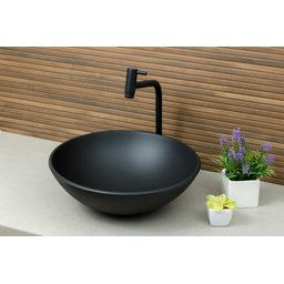 Conjunto Preto Fosco Banheiro Cuba de Vidro Redonda 35 Cm + Torneira Link + Válvula Click - 3
