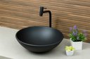 Ver imagem 3 de Conjunto Preto Fosco Banheiro Cuba de Vidro Redonda 35 Cm + Torneira Link + Válvula Click