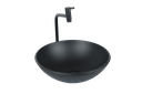 Ver imagem 1 de Conjunto Preto Fosco Banheiro Cuba de Vidro Redonda 35 Cm + Torneira Link + Válvula Click
