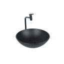 Ver imagem 1 de Conjunto Preto Fosco Banheiro Cuba de Vidro Redonda 35 Cm + Torneira Link + Válvula Click