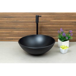 Conjunto Preto Fosco Banheiro Cuba de Vidro Redonda 35 Cm + Torneira Link + Válvula Click - 4
