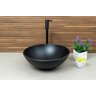 Conjunto Preto Fosco Banheiro Cuba de Vidro Redonda 35 Cm + Torneira Link + Válvula Click - 4