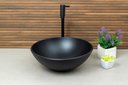 Ver imagem 4 de Conjunto Preto Fosco Banheiro Cuba de Vidro Redonda 35 Cm + Torneira Link + Válvula Click