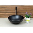 Ver imagem 4 de Conjunto Preto Fosco Banheiro Cuba de Vidro Redonda 35 Cm + Torneira Link + Válvula Click