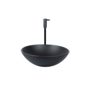 Ver imagem 2 de Conjunto Preto Fosco Banheiro Cuba de Vidro Redonda 35 Cm + Torneira Link + Válvula Click