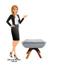 Ver imagem 5 de Puff Decorativo Sala de Estar Base Giratória Giromad Opla Suede Cinza - Ibiza