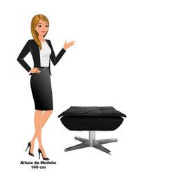 Puff Decorativo Sala de Estar Base Giratória Cromada Opla Suede Preto - Ibiza - 5