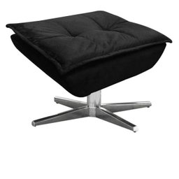 Puff Decorativo Sala de Estar Base Giratória Cromada Opla Suede Preto - Ibiza - 1