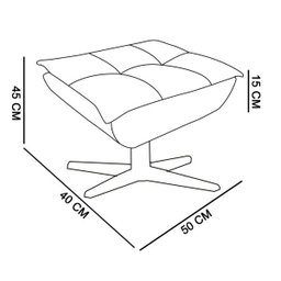 Puff Decorativo Sala de Estar Base Giratória Cromada Opla Suede Preto - Ibiza - 4