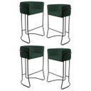 Ver imagem 1 de Kit 4 Banquetas Decorativas Base Aço Preto Betina C-117 Linho Verde Musgo - Domi