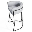 Ver imagem 3 de Kit 3 Banquetas Decorativas Base Aço Preto Betina C-315 Linho Cinza - Domi