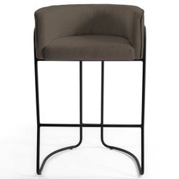 Kit 4 Banquetas Decorativas Base Aço Preto Betina B-261 Veludo Marrom - Domi - 2