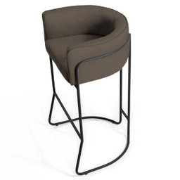 Kit 4 Banquetas Decorativas Base Aço Preto Betina B-261 Veludo Marrom - Domi - 3