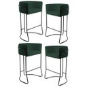 Ver imagem 1 de Kit 4 Banquetas Decorativas Base Aço Preto Betina B-303 Veludo Verde Musgo - Domi