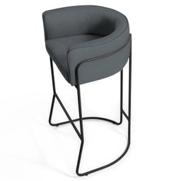 Kit 4 Banquetas Decorativas Base Aço Preto Betina B-317 Veludo Cinza Cromo - Domi - 3