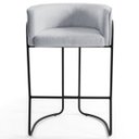 Ver imagem 2 de Kit 2 Banquetas Decorativas Base Aço Preto Betina C-315 Linho Cinza Gelo - Domi