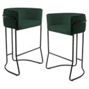 Ver imagem 1 de Kit 2 Banquetas Decorativas Base Aço Preto Betina C-117 Linho Verde Musgo - Domi