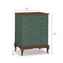 Ver imagem 4 de Cômoda Clássica com 4 Gavetas Pés Luis Xv 60400 Linz Móveis - Verde Musgo/imbuia Glazer
