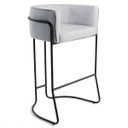 Ver imagem 1 de Banqueta Decorativa Base Aço Preto Betina C-315 Linho Cinza - Domi