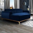 Ver imagem 2 de Sofá 2,45M 4 Lugares com Chaise Esquerdo Pés Gold Molino B-304 Veludo Azul Marinho - Domi