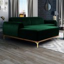 Ver imagem 2 de Sofá 3,20M 5 Lugares com Chaise Esquerdo Pés Gold Molino B-303 Veludo Verde Musgo - Domi